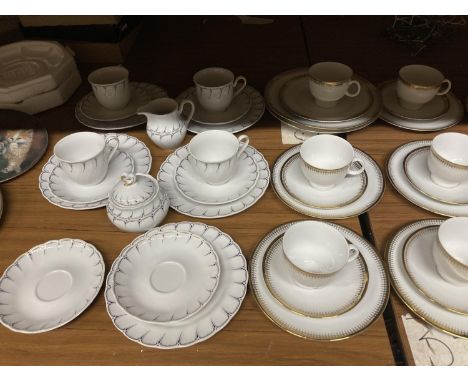 A QUANTITY OF CHINA CUPS, SAUCERS, SIDE PLATES, CREAM JUG AND SUGAR BOWL TO INCLUDE WINTERLING AND WINDSOR CHINA 