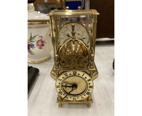 A SEWILL'S ANNIVERSARY CLOCK - NEEDS ATTENTION AND A BRASS VINTAGE STYLE LANTERN CLOCK 