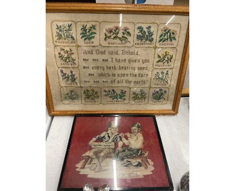 TWO VINTAGE TAPESTRY SAMPLERS 