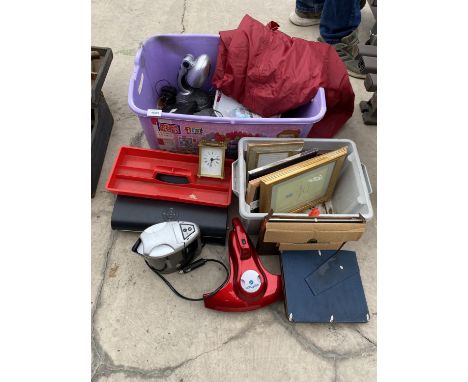 AN ASSORTMENT OF ITEMS TO INCLUDE PRINTS, A KETTLE AND A SKY BOX ETC 