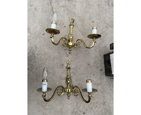 TWO GILT WALL LIGHT FIITINGS 