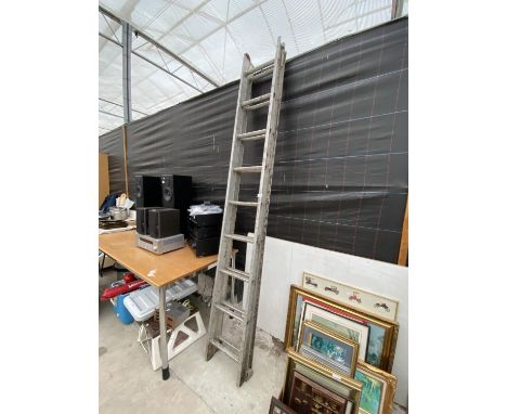 AN 18 RUNG TWO SECTION ALUMINIUM EXTENDING LADDER 