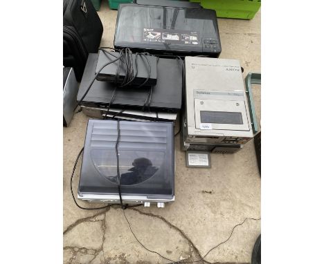 AN ASSORTMENT OF ITEMS TO INCLUDE A BETAMAX VIDEO CASSETTE RECORDER, AN EPSON PRINTER AND A DVD PLAYER ETC 