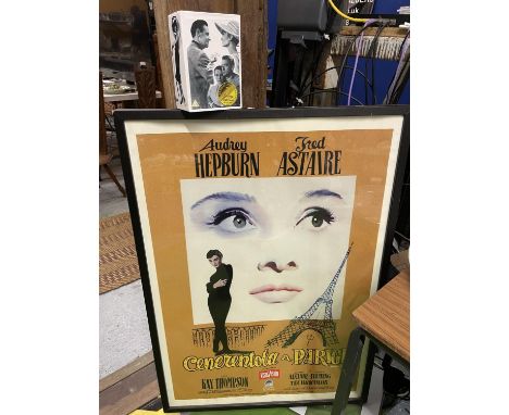 A VERY LARGE FRAMED PRINT OF A MOVIE POSTER FOR 'CENERENTOLA A PARICI' STARRING AUDREY HEPBURN AND FRED ASTAIRE 73CM X 104CM 