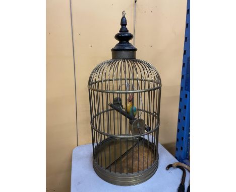 A LARGE VINTAGE BRASS PARROT/BIRD CAGE HEIGHT APPROXIMATELY 100CM 