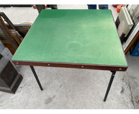 A 'MICHANDRA' FOLDING CARD TABLE, 31" SQUARE 