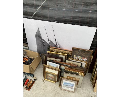AN ASSORTMENT OF FRAMED PRINTS AND PICTURES 