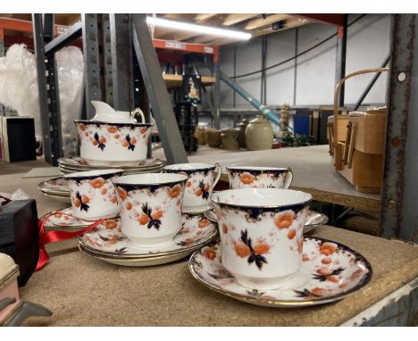 A FOLEY 'TOKIO' TEASET TO INCLUDE CAKE PLATES, SUGAR BOWL, CREAM JUG, CUPS, SAUCERS AND SIDE PLATES 