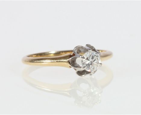 Diamond solitaire ring with round brilliant stone, approximately .25ct, in gold and platinum.