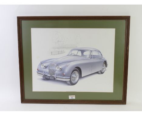 A reproduction print of a Jaguar, 35 x 45cm