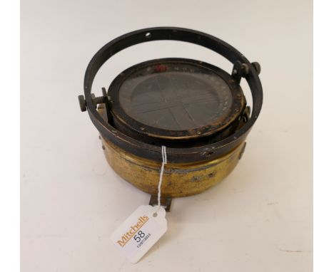 Early 20th century brass naval compass