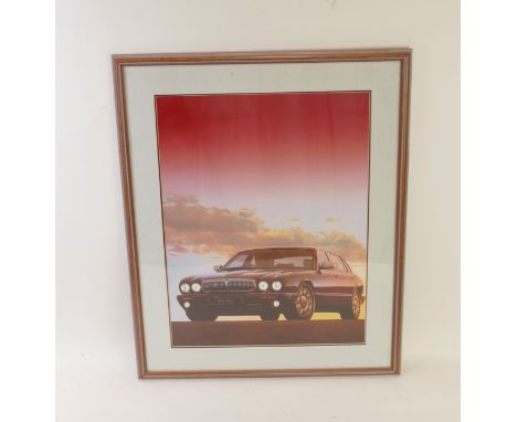 A reproduction print of a Jaguar S Type 70 x 99cm together with a Daimler reproduction print (2)
