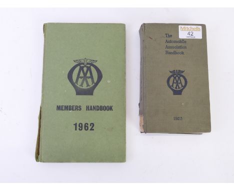 Two AA books titled 'The Automobile Association Handbook 1925' and a members handbook 1962 (2)