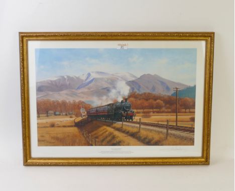 After Eric Bottomley, The Lakes Express, signed reproduction print together with a second reproduction print of a locomotive 