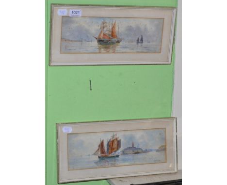 R Warren Vernon (exib. 1882-1908) a pair of coastal watercolours