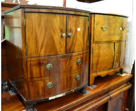 Small bow fronted bedside chest of drawers, together with a mahogany bow fronted commode 