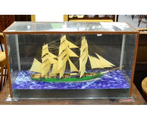 A scale model of Thermopylae, the ship that raced the Cutty Sark, in case 
