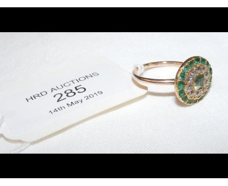 Emerald and diamond ring in gold setting CONDITION REPORTseems fine