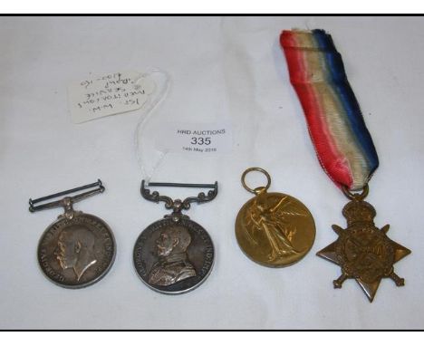 First World War medal group - Meritorious Service - C F James on the rim CONDITION REPORT3 medals 6100 - A.S.SJT C.F.JAMES D 