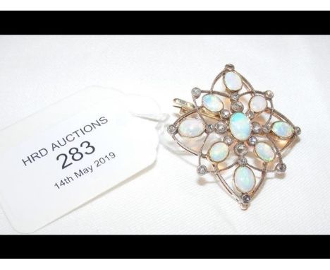 Attractive antique opal and diamond brooch 