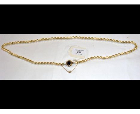 A lady's pearl necklace with 9ct gold clasp CONDITION REPORTLength of necklace, excluding clasp - 84cms