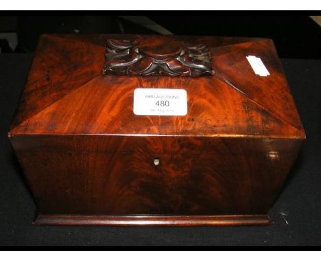 A Victorian sarcophagus shaped tea caddy 