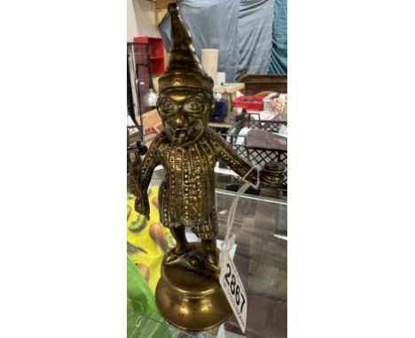 A Victorian brass Mr Punch mains gas bar top lighter