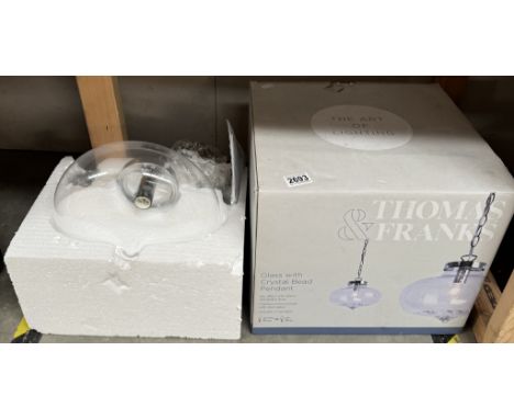 A Thomas &amp; Franks glass globe hanging ceiling light (Crystal bead pendant)