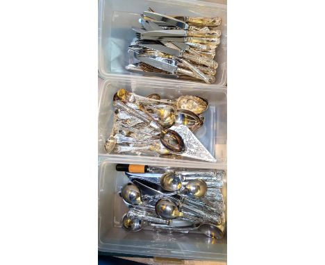 A part canteen of silver-plated kings pattern cutlery.