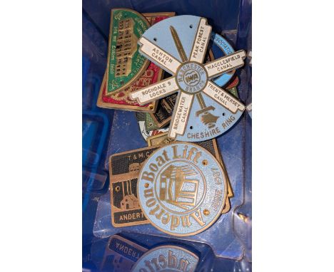 Canal/Boat metal badges:- includes Cheshire Ring and various Manchester area badges, approximately 20.