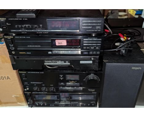 A Technics System including record CD and tape player with Rogers speakers.