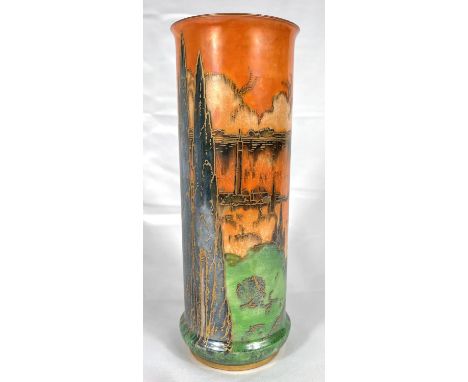 Royal Worcester: a Crown ware cylindrical vase, 25cm