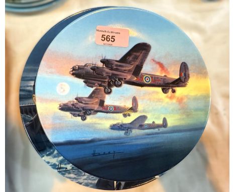 Eight Royal Worcester limited edition plates commemorating the Dambusters Raid,&nbsp; WWII, another similar plate, boxes avai