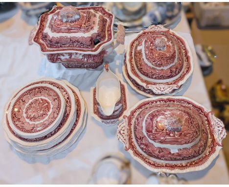 A Mason's VISTA large soup tureen, two smaller tureens and plates etc.