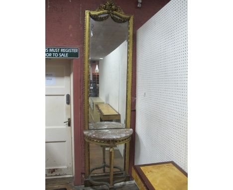 A GOOD CONTINENTAL GILTWOOD AND GESSO CONSOLE TABLE AND MIRROR the rectangular bevelled plate within a beadwork moulded frame