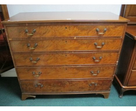A GOOD GEORGIAN MAHOGANY CHEST the rectangular top above five long graduated drawers with brass drop handles on bracket feet 