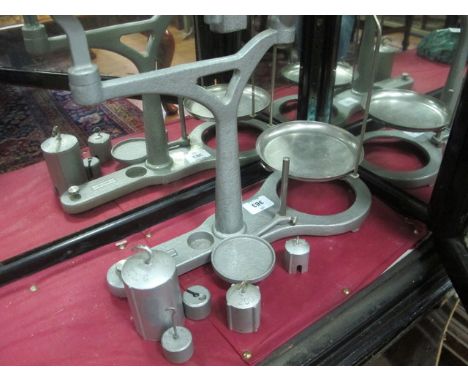 A WELCH CAST METAL SCALES with pans and weights