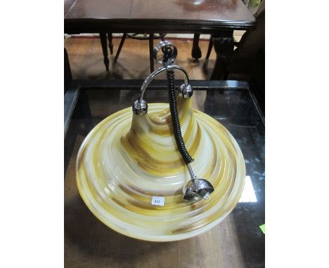 AN ITALIAN TELESCOPIC CENTRE LIGHT c.1970 with chrome arm and circular shade 64cm (d)