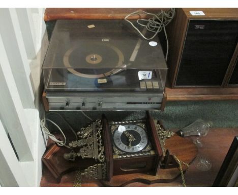 A MISCELLANEOUS COLLECTION to include a Dutch wall clock together with a turn table and prints