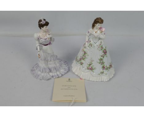 Lady figures comprising a limited edition Royal Worcester for Compton &amp; Woodhouse entitled Queen Of Hearts, numbered 717 