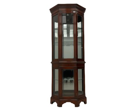 Wade - mahogany shaped front display cabinet, touch hinge interior lightDimensions: Height:&nbsp;188cm&nbsp; Length/Width:&nb