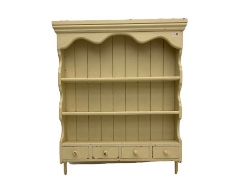 Painted pine wall rack, fitted with four spice drawersDimensions: Height:&nbsp;106cm&nbsp; Length/Width:&nbsp;85cm&nbsp; Dept