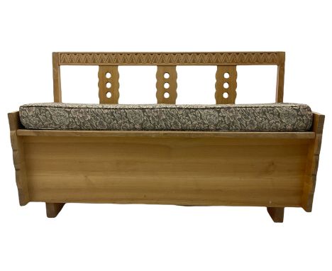 Ash hall bench, hinged box seat and back railDimensions: Height:&nbsp;75cm&nbsp; Length/Width:&nbsp;127cm&nbsp; Depth/Diamete