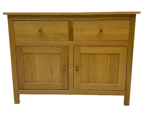 Light oak side cabinet, fitted with two drawers and two cupboardsDimensions: Height:&nbsp;76cm&nbsp; Length/Width:&nbsp;100cm