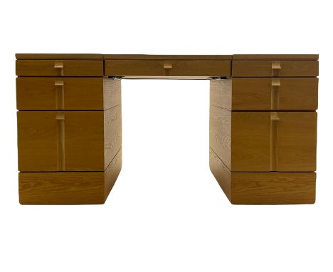 Marks and Spencer Home - light oak office desk, fitted with drawers, inset writing surface with hinged compartmentDimensions: