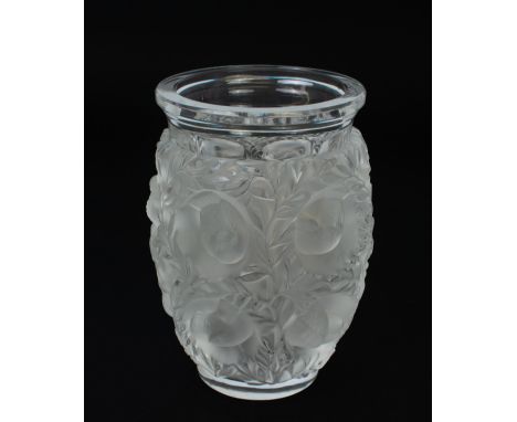 A Lalique 'Bagatelle' clear and frosted glass vase - post-war, signed 'Lalique France' to base, ovoid form, decorated with sm