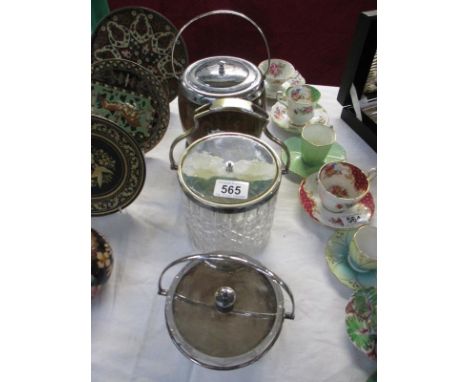 3 vintage biscuit barrels