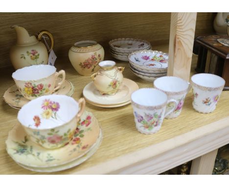 A collection of Worcester blush ceramics and a Dresden part coffee set