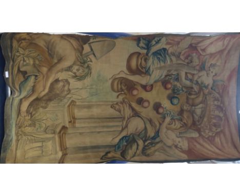 A large painted 'tapestry' cartoon