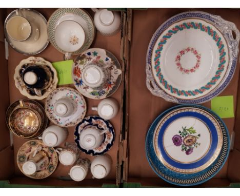 A mixed Collection of 19th Century Cups and Saucers and Plates (repaired pieces)- 2 Trays 